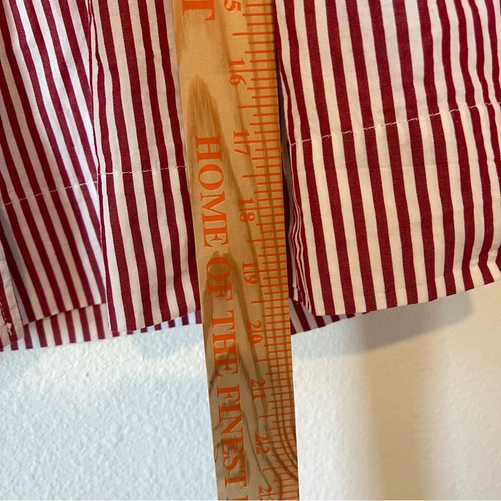 Velvet Heart Striped Top sz Medium Red White Bow Front Cropped Puff Sleeve - Picture 8 of 9